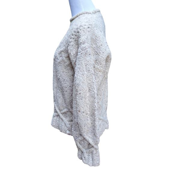 Vintage Woolrich Wool Blend Cable Knit Sweater Rolled Mock Neck Cream Sz M - Picture 8 of 11